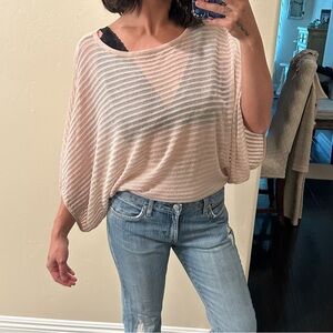 bebe Blush Sheer Stripe Dolman Sleeve Top Size M/L
